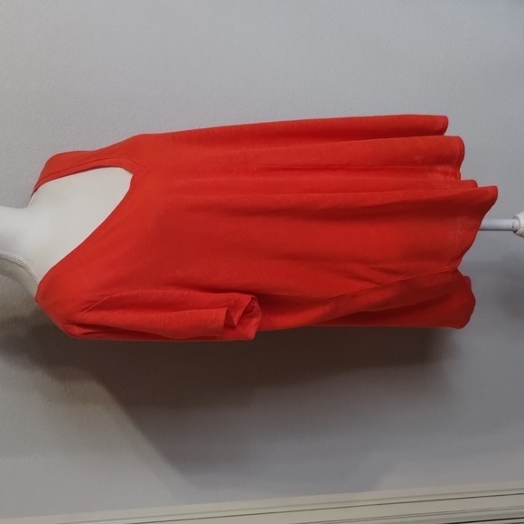 Tahari tee reddish orange Size 1X V Neck top linen natural material Tahari linen - Picture 5 of 10